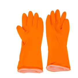 ถุงมือยางสีส้ม ตรากระทิง เบอร์ L